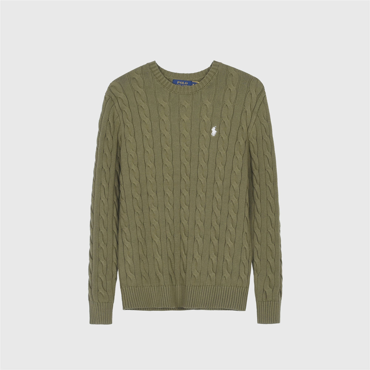 Polo Ralph Lauren Men's Cable Knit Crewneck Sweater Olive Green