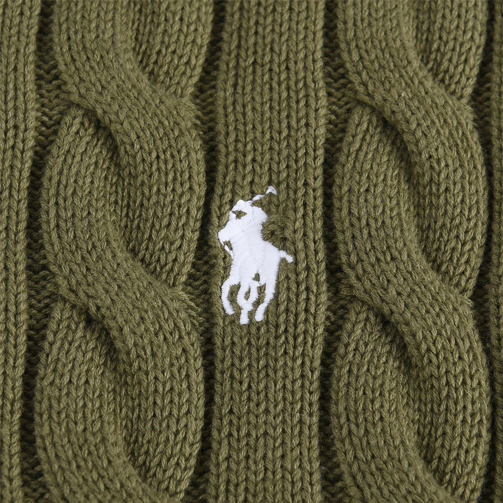 Polo Ralph Lauren Men's Cable Knit Crewneck Sweater Olive Green