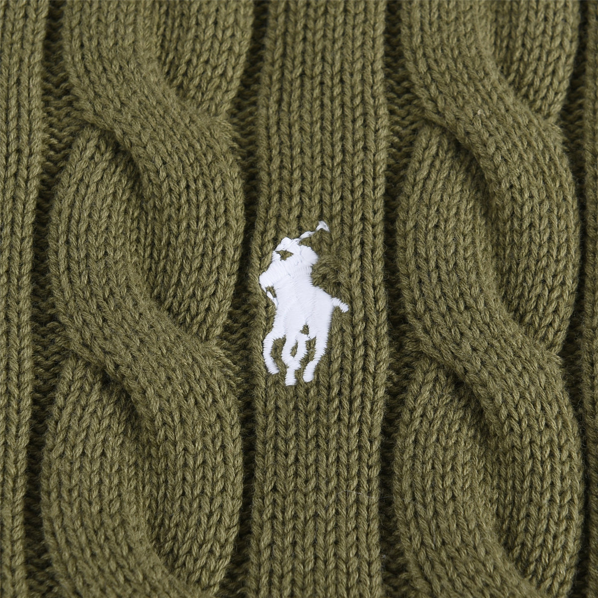 Polo Ralph Lauren Men's Cable Knit Crewneck Sweater Olive Green
