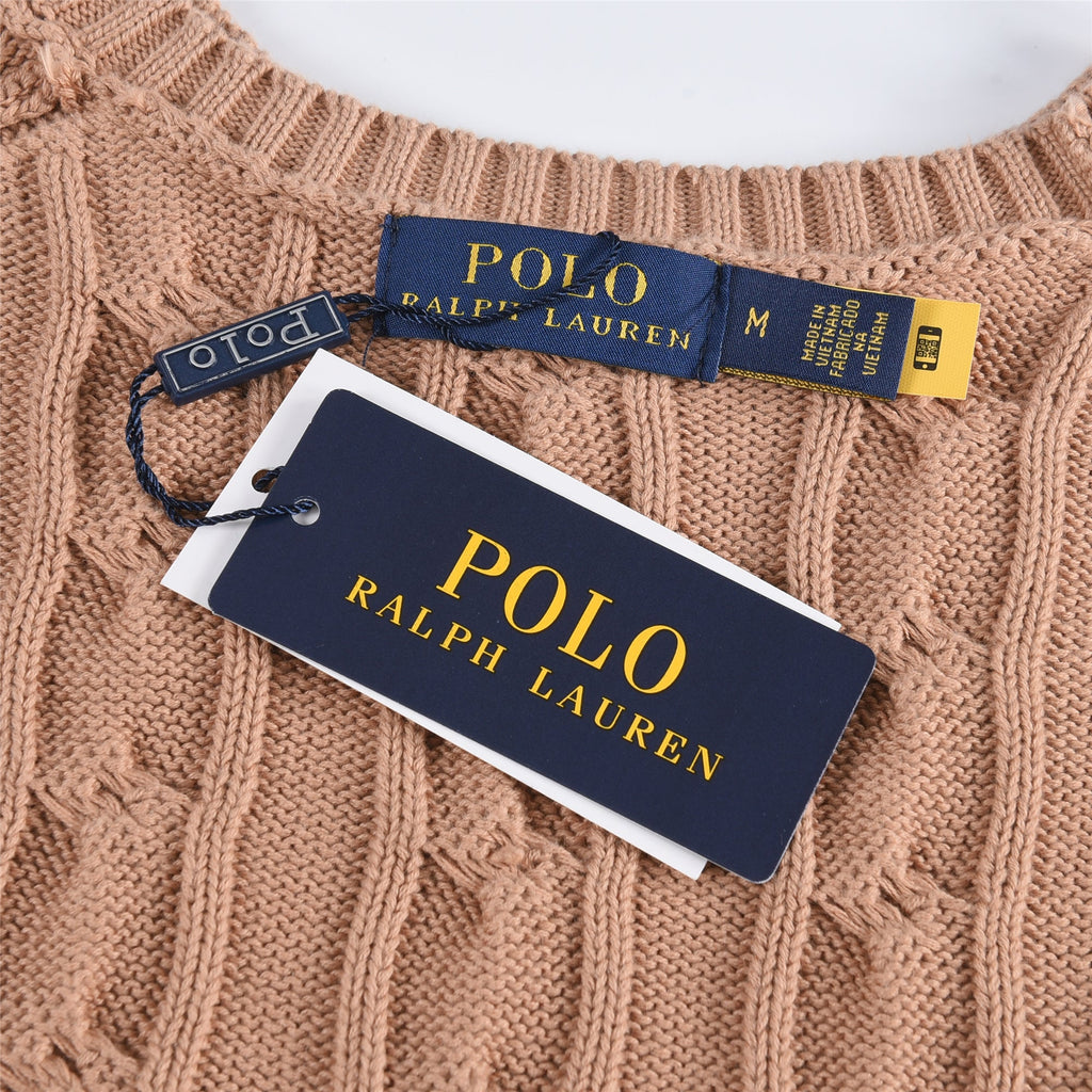 Polo Ralph Lauren Men's Cable Knit Crewneck Sweater Light Tan
