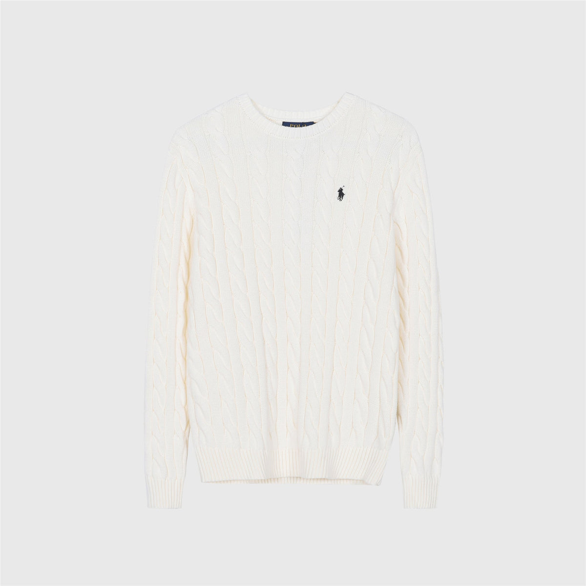 Polo Ralph Lauren Men's Cable Knit Crewneck Sweater Cream White