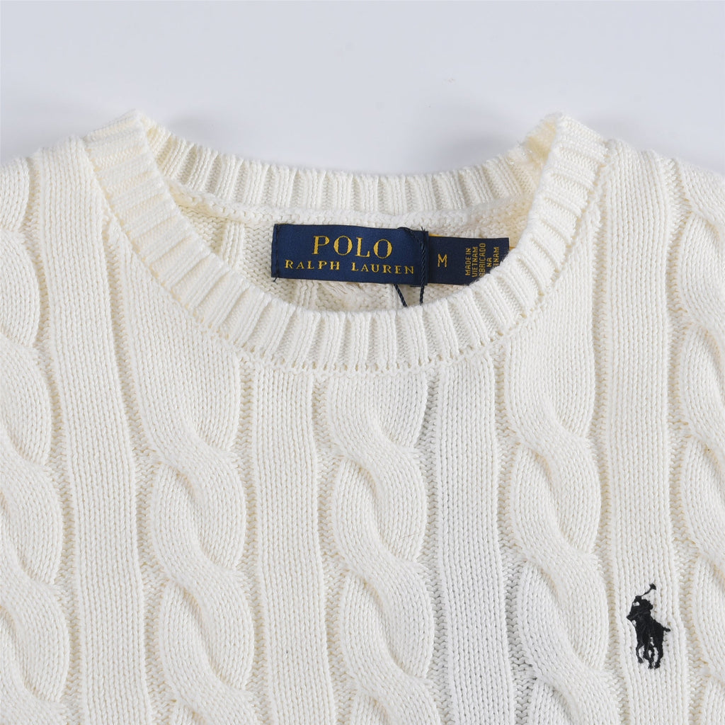 Polo Ralph Lauren Men's Cable Knit Crewneck Sweater Cream White