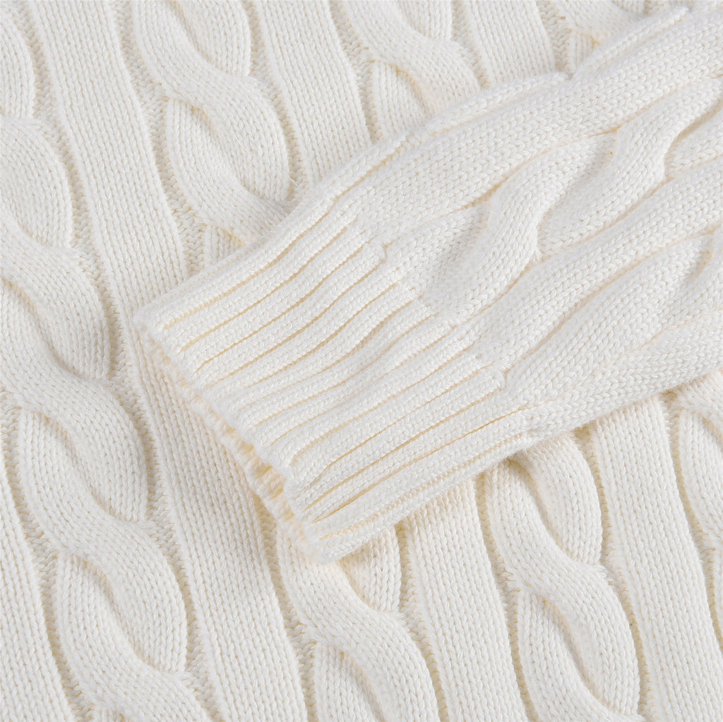 Polo Ralph Lauren Men's Cable Knit Crewneck Sweater Cream White