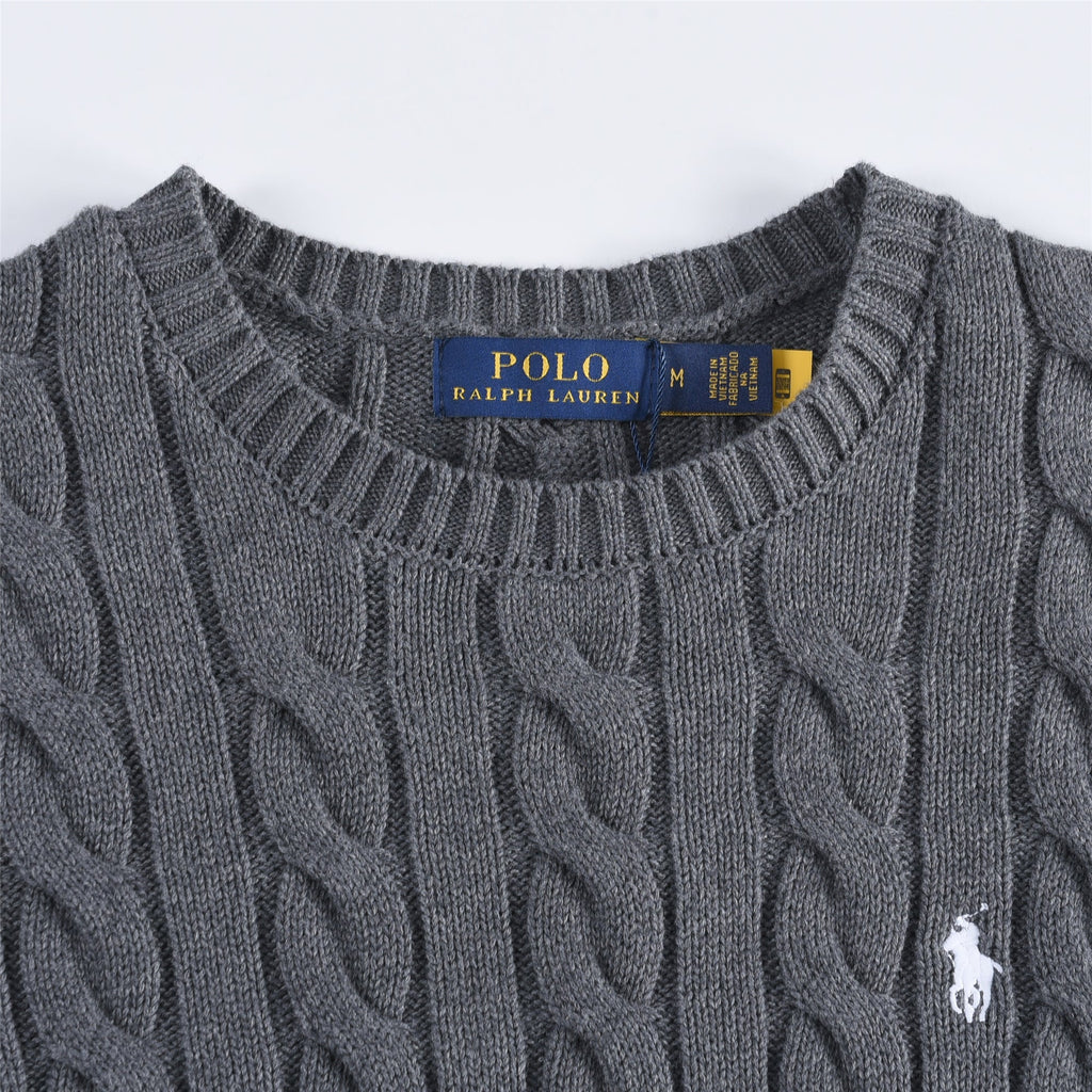 Polo Ralph Lauren Men's Cable Knit Crewneck Sweater Dark Grey