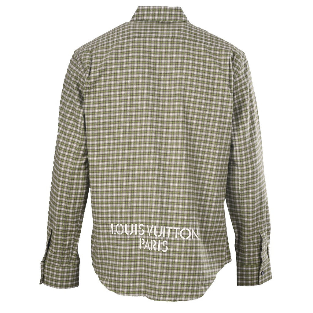 Louis Vuitton Green Plaid LV Logo Long Sleeve Shirt