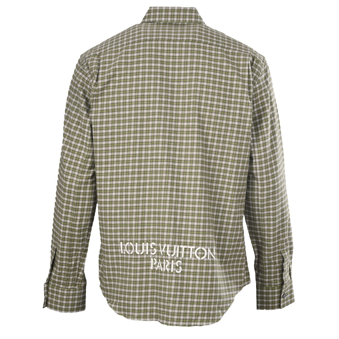 Louis Vuitton Green Plaid LV Logo Long Sleeve Shirt