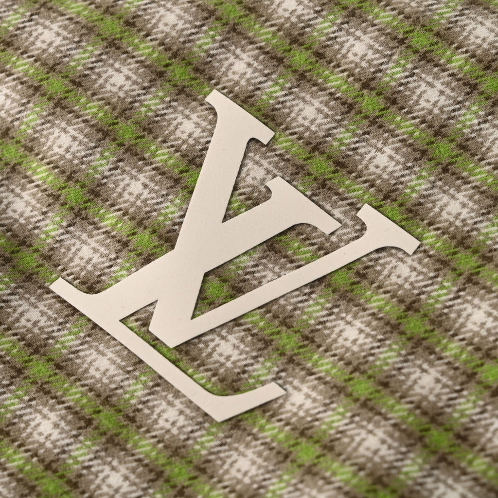 Louis Vuitton Green Plaid LV Logo Long Sleeve Shirt