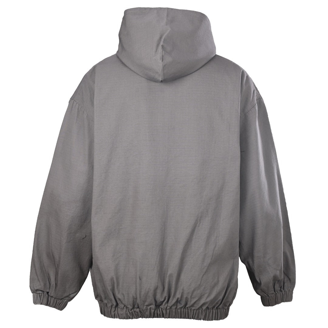 Balenciaga Grey Embroidered Logo Hooded Zip Jacket