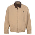 Prada Beige Canvas Harrington Jacket Leather Collar Embroidered Logo