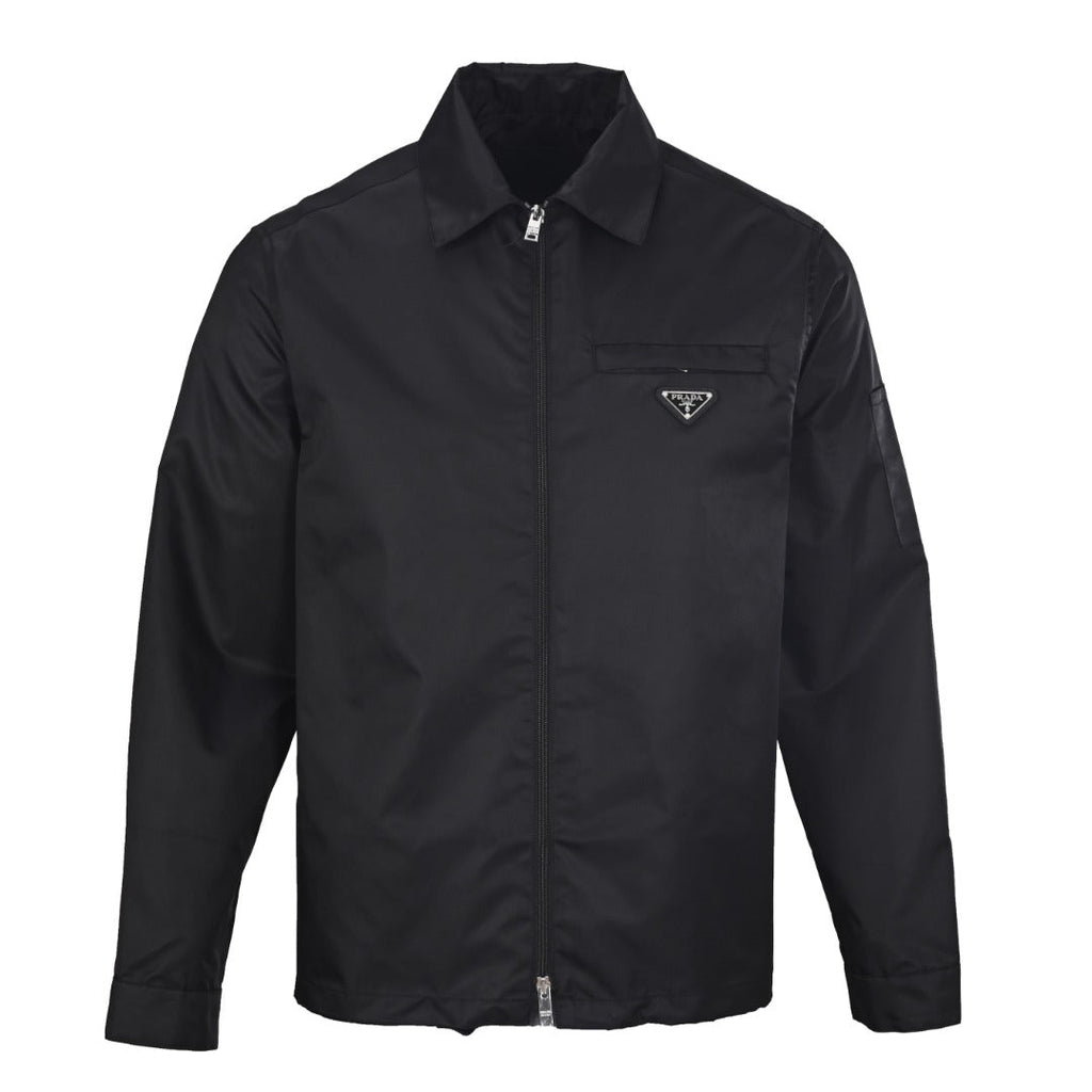 Prada Black Triangle Logo Re-Nylon Zip Shirt Jacket