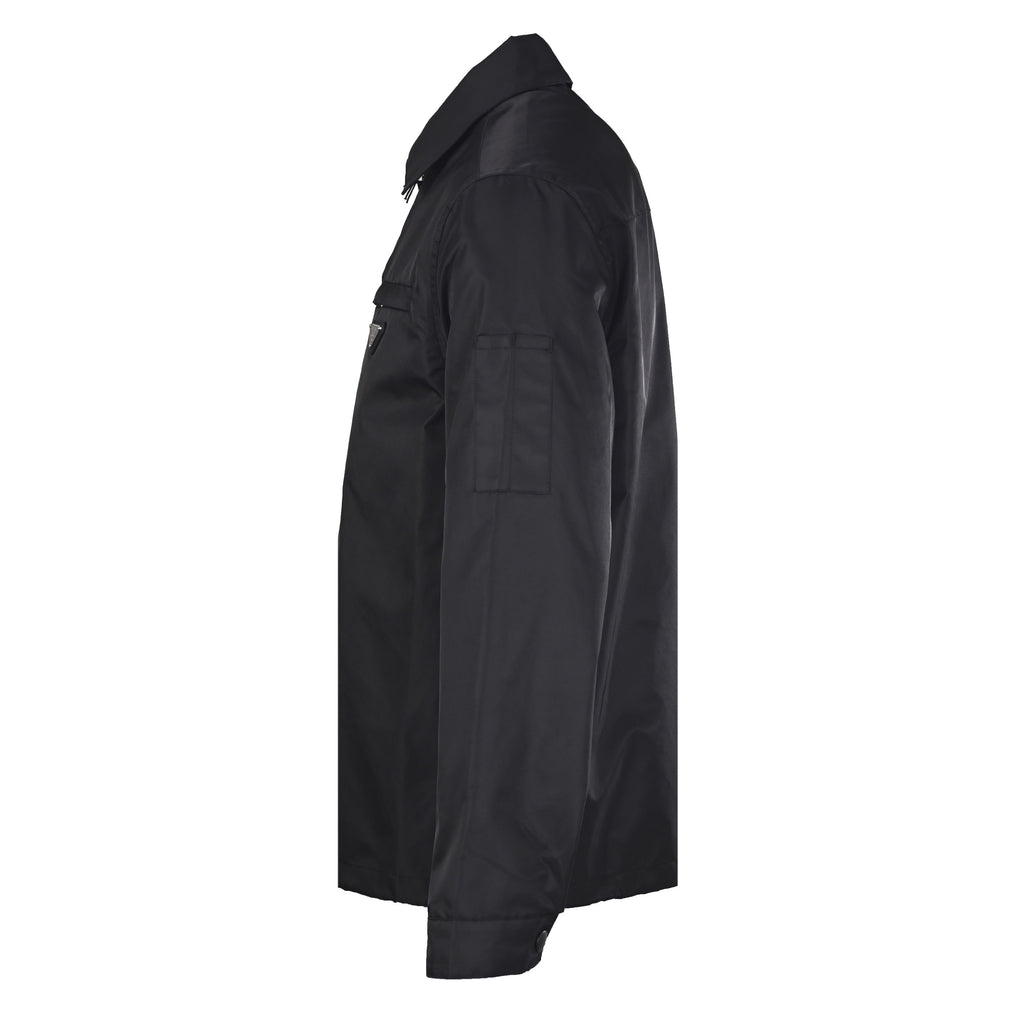 Prada Black Triangle Logo Re-Nylon Zip Shirt Jacket