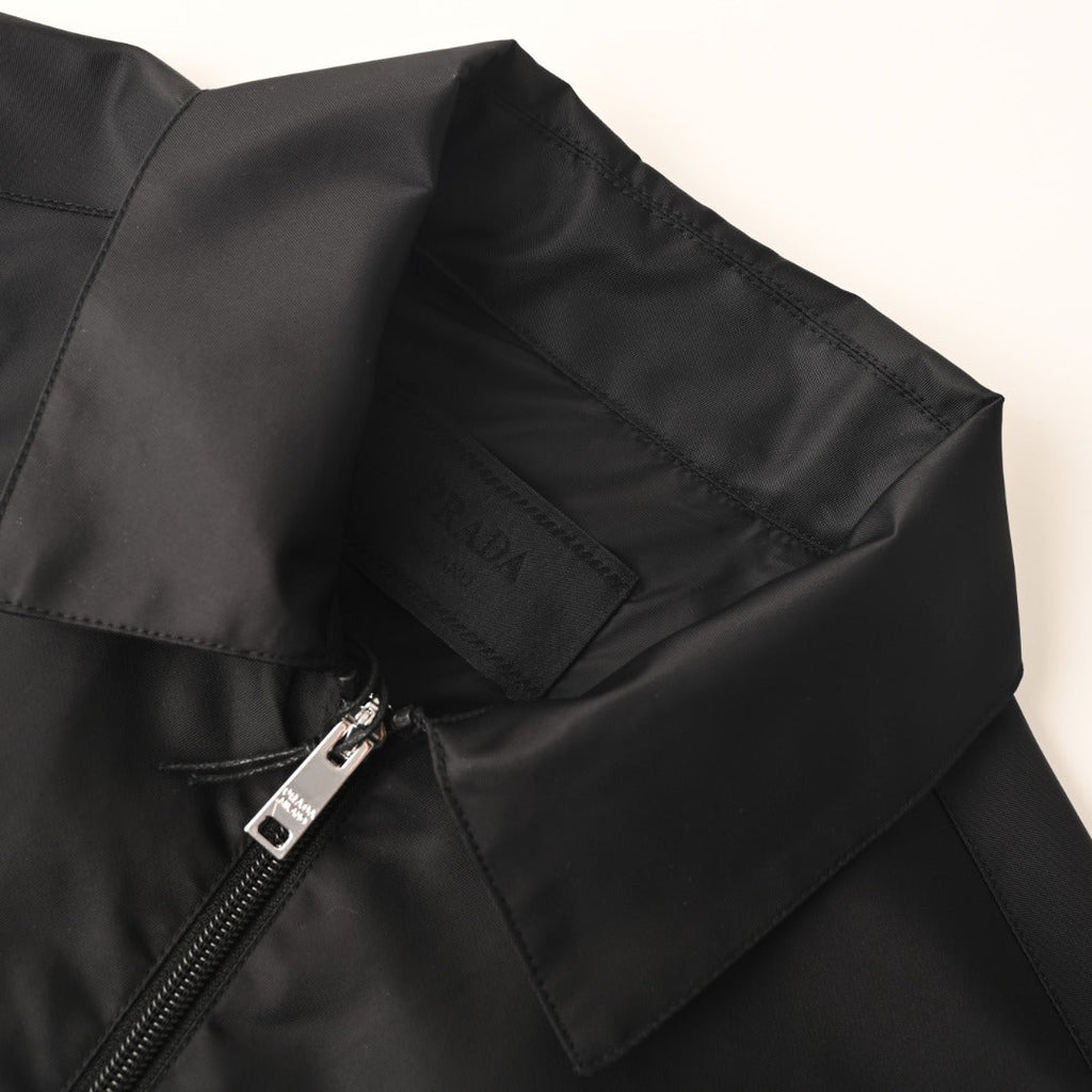 Prada Black Triangle Logo Re-Nylon Zip Shirt Jacket