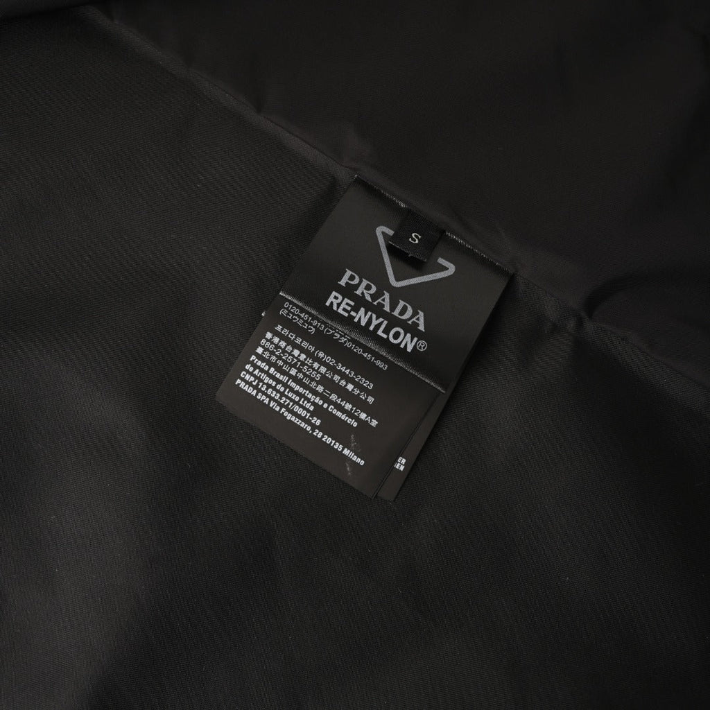 Prada Black Triangle Logo Re-Nylon Zip Shirt Jacket