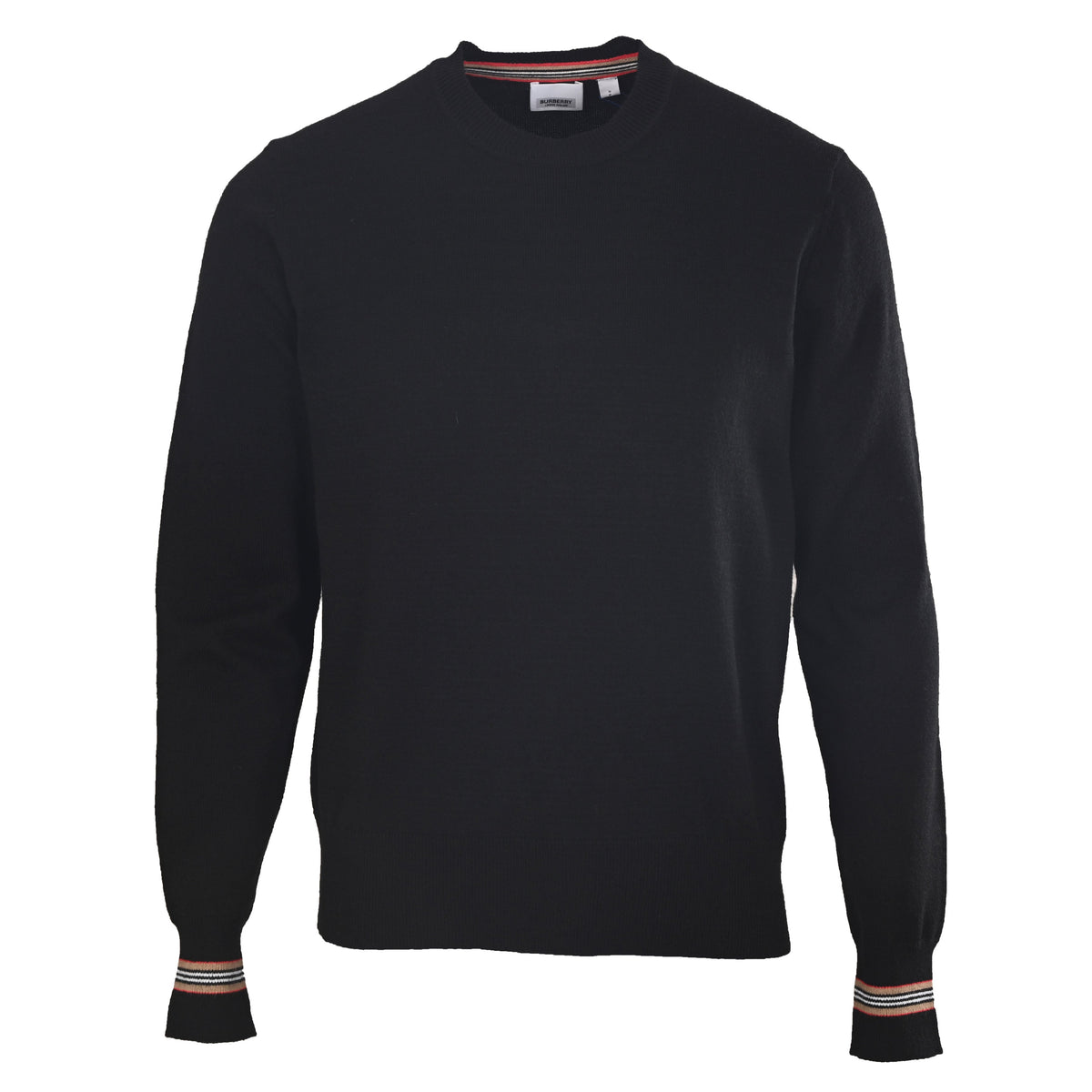 Burberry Black Icon Stripe Crew Neck Knit Sweater