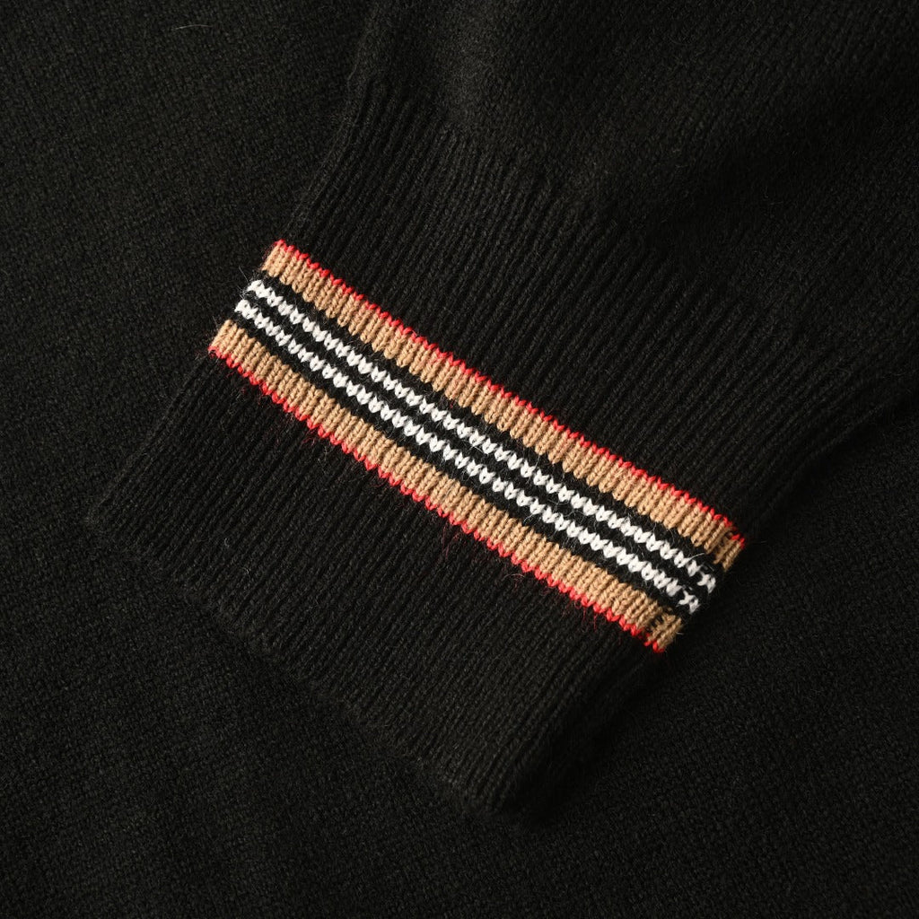 Burberry Black Icon Stripe Crew Neck Knit Sweater