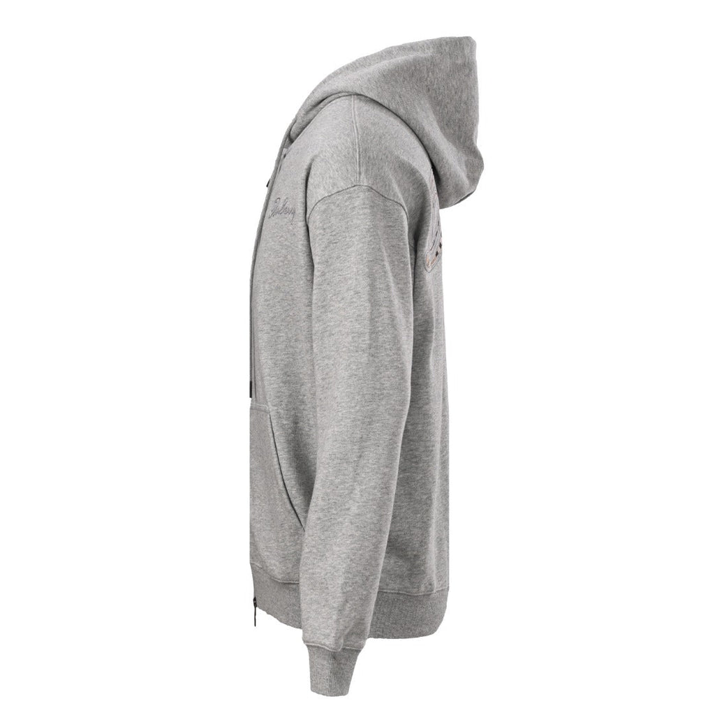 Burberry Grey Script Logo Full Zip Hooded Sweatshirt