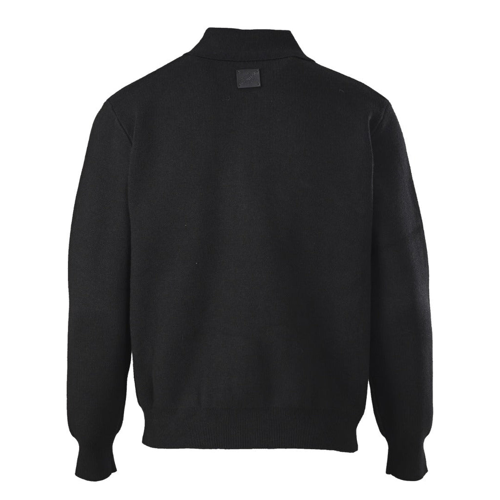 Louis Vuitton Black Leather Trim Full Zip Knit Jacket