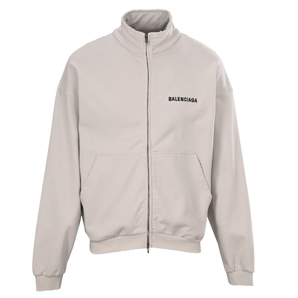 Balenciaga Off White Logo Full Zip Stand Collar Sweatshirt