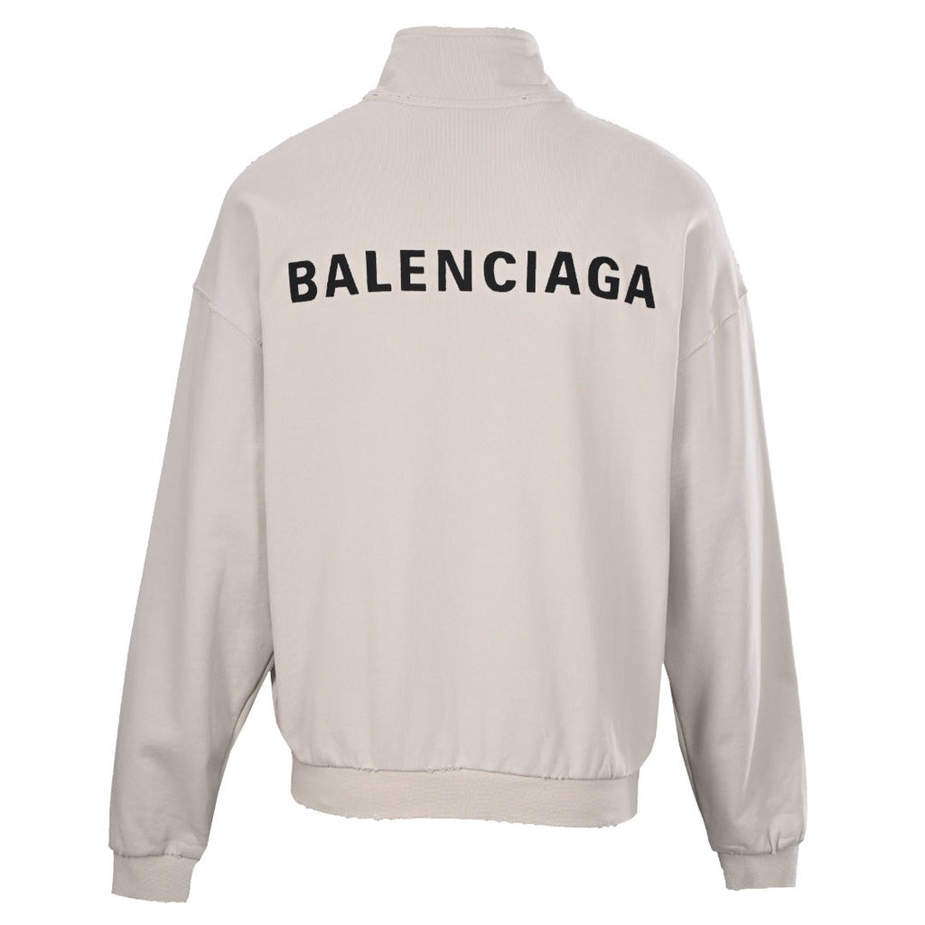 Balenciaga Off White Logo Full Zip Stand Collar Sweatshirt