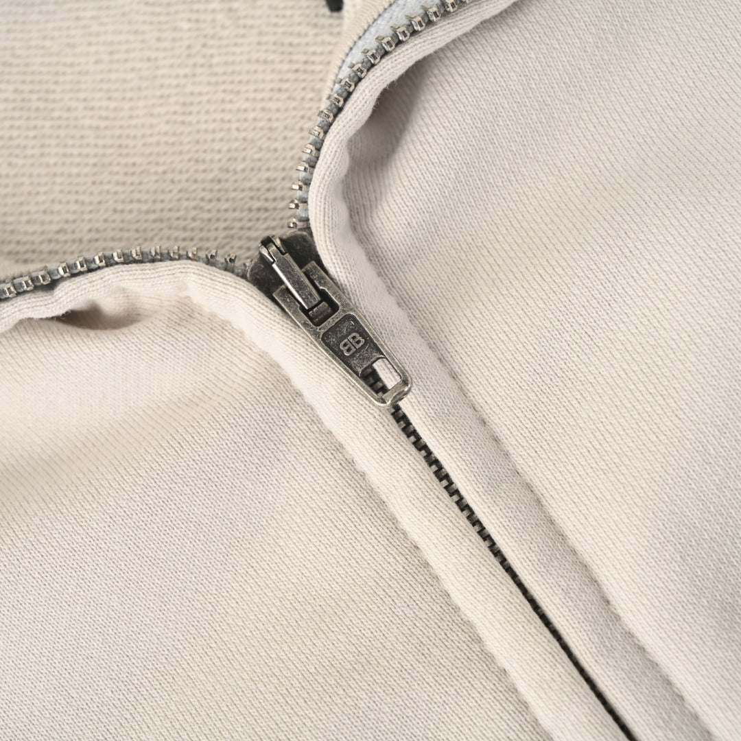 Balenciaga Off White Logo Full Zip Stand Collar Sweatshirt