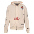 Balenciaga Cream Tattoo Print Zip Up Hoodie