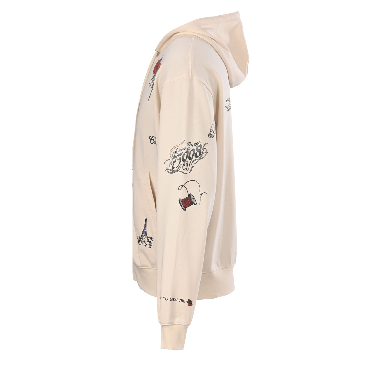Balenciaga Cream Tattoo Print Zip Up Hoodie