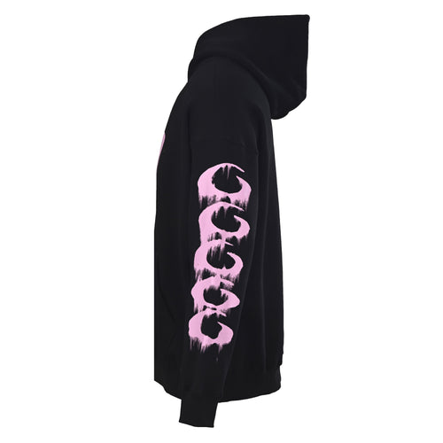 Balenciaga Black Pink Drip Print Pullover Hoodie