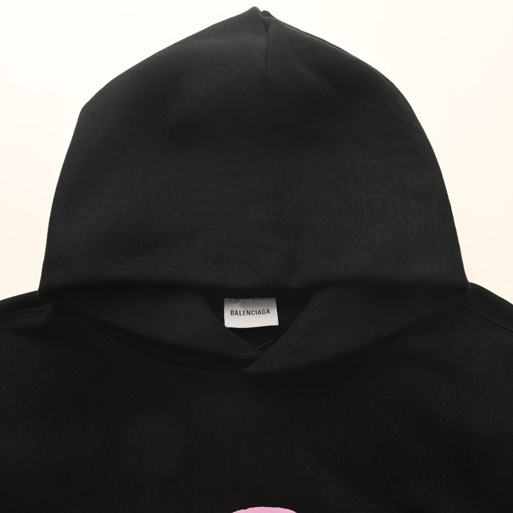 Balenciaga Black Pink Drip Print Pullover Hoodie
