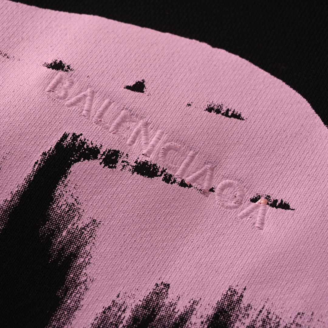 Balenciaga Black Pink Drip Print Pullover Hoodie