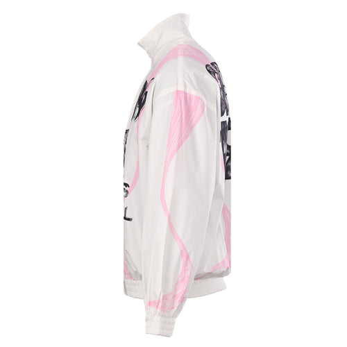 Acne Studios White Pink Graphic Print Zip Track Jacket