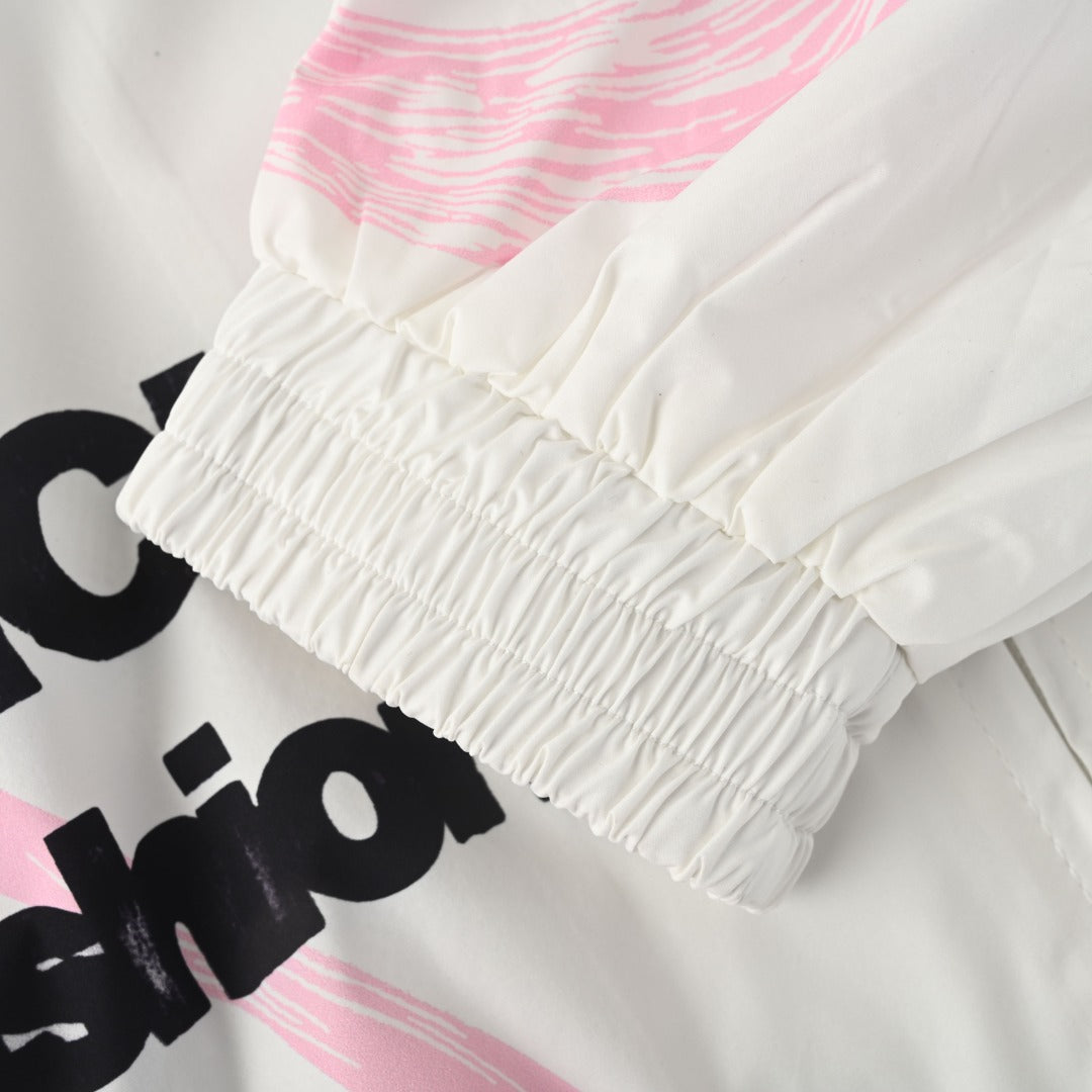 Acne Studios White Pink Graphic Print Zip Track Jacket
