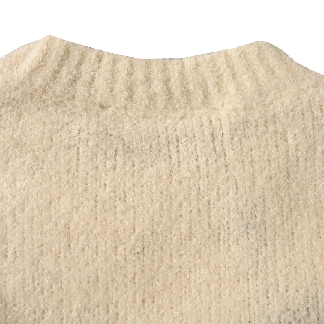 Louis Vuitton Cream Script Vuitton Logo Crew Neck Sweater