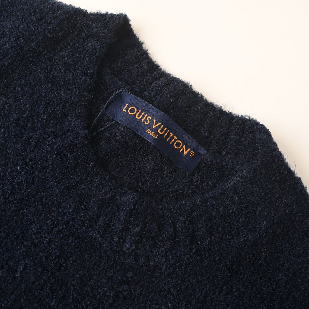 Louis Vuitton Navy Script Vuitton Logo Crew Neck Sweater