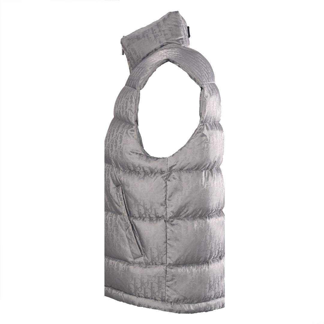 Dior Grey Oblique Print Puffer Vest
