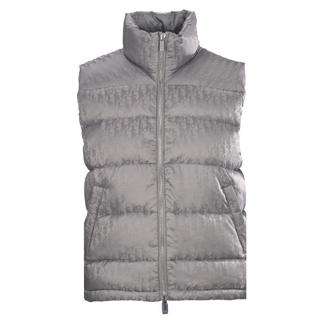 Dior Grey Oblique Print Puffer Vest