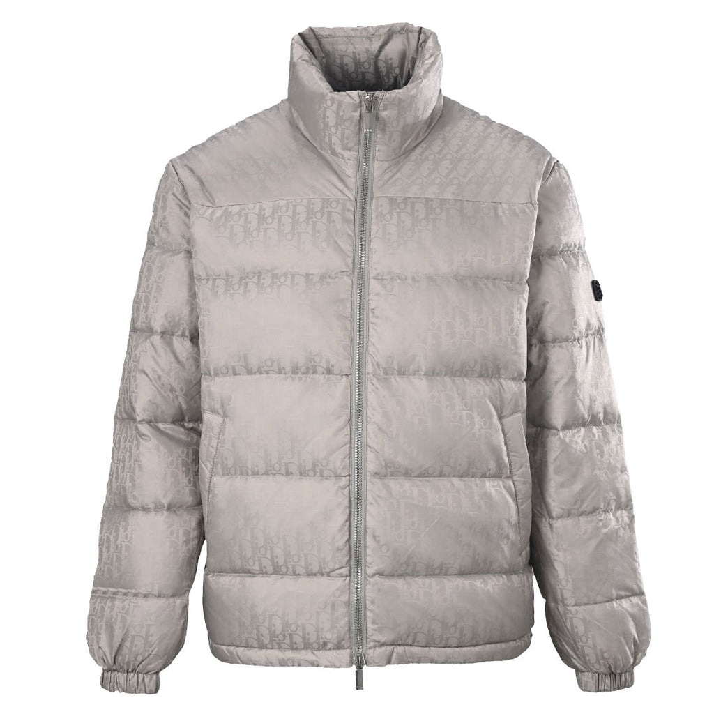 Dior Oblique Jacquard Grey Stand Collar Down Jacket