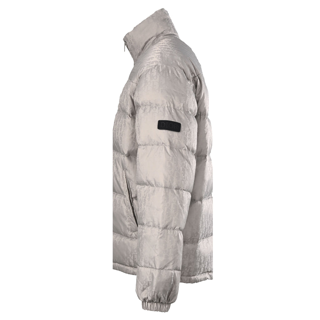 Dior Oblique Jacquard Grey Stand Collar Down Jacket