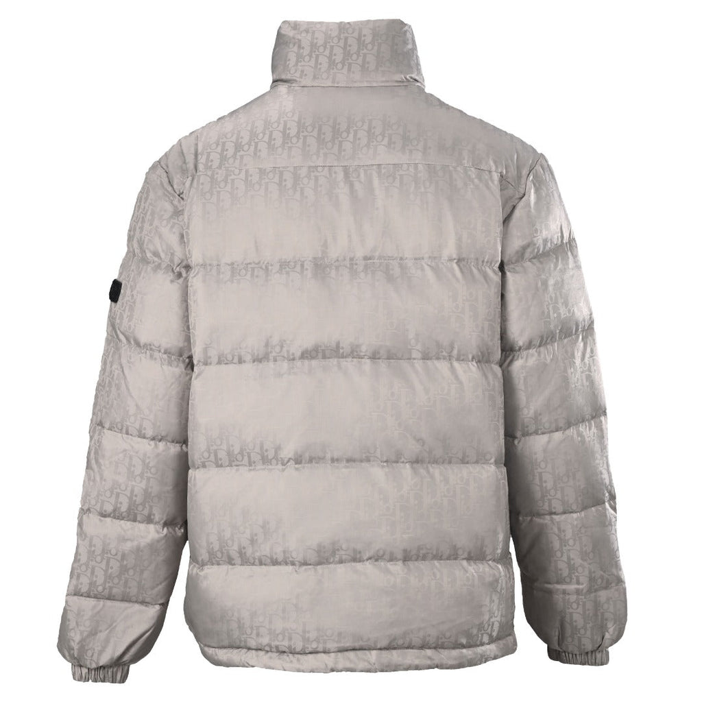 Dior Oblique Jacquard Grey Stand Collar Down Jacket