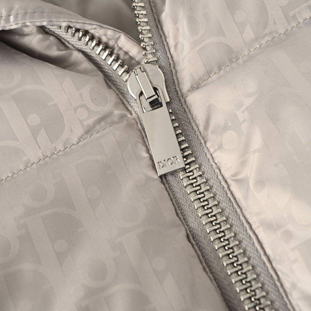 Dior Oblique Jacquard Grey Stand Collar Down Jacket