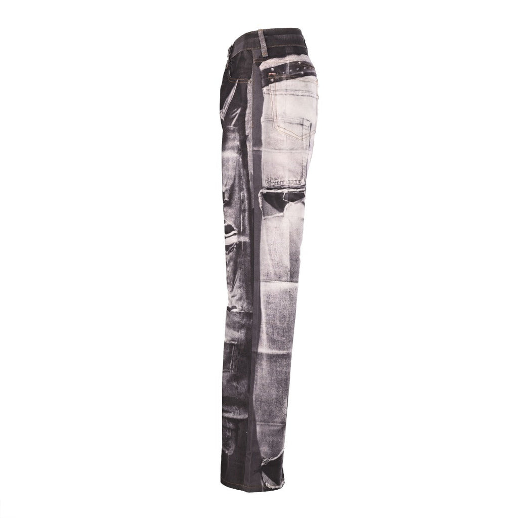 Acne Studios Black Grey Printed Flare Jeans