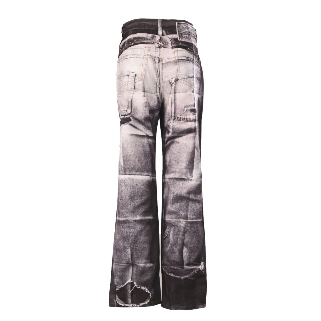 Acne Studios Black Grey Printed Flare Jeans