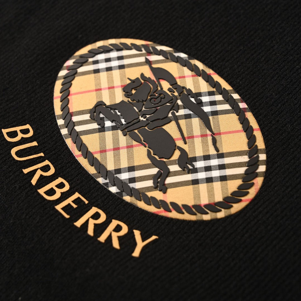 Burberry Black Equestrian Knight Logo Crew Neck Sweater