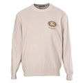 Burberry Cream Equestrian Knight Logo Crew Neck Sweater