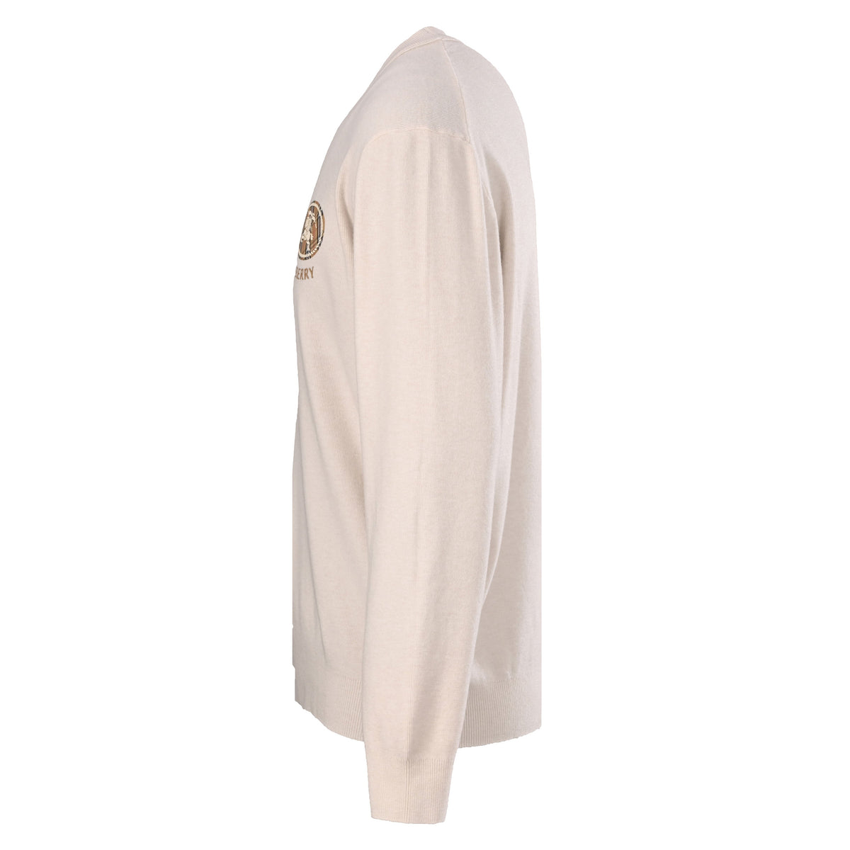 Burberry Cream Equestrian Knight Logo Crew Neck Sweater