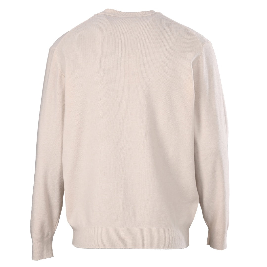 Burberry Cream Equestrian Knight Logo Crew Neck Sweater
