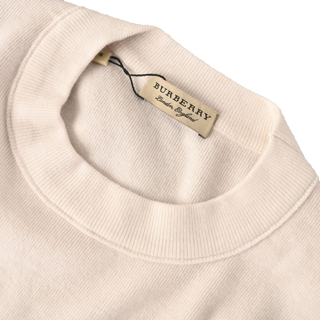 Burberry Cream Equestrian Knight Logo Crew Neck Sweater