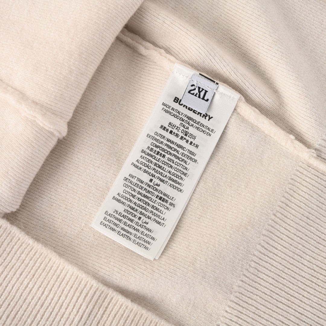 Burberry Cream Equestrian Knight Logo Crew Neck Sweater