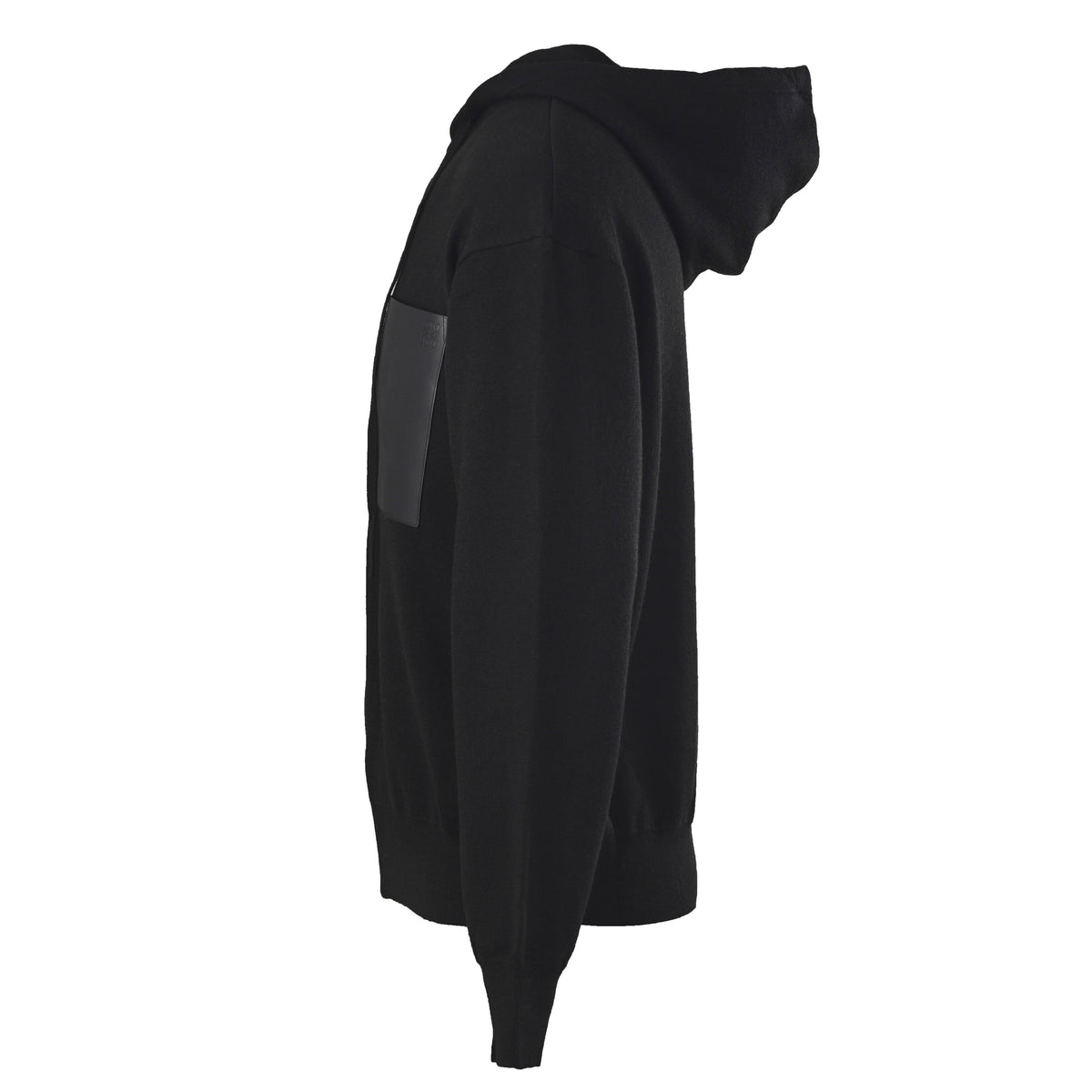 Loewe Black Leather Patch Full Zip Knit Hoodie