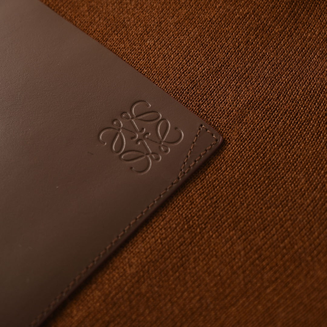 Loewe Brown Leather Patch Full Zip Knit Hoodie