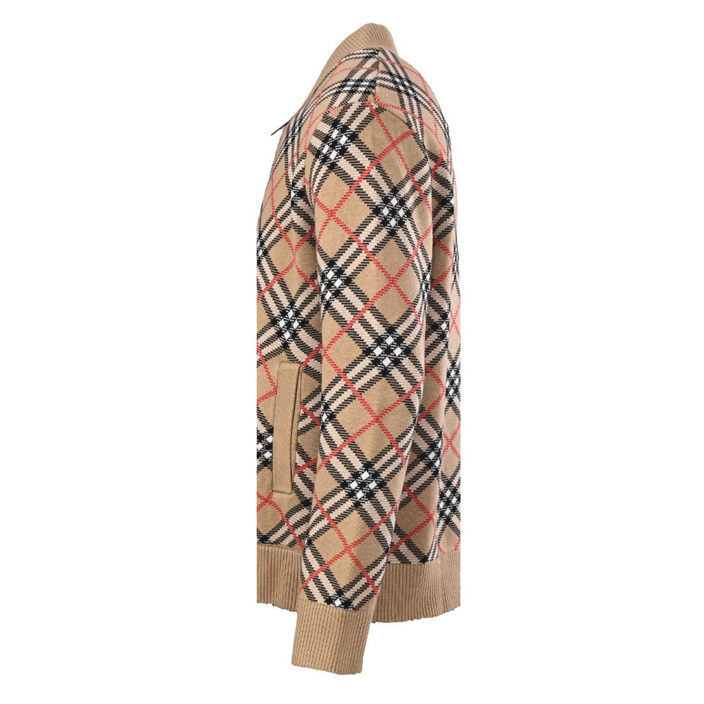Burberry Vintage Check Knit Zip Bomber Jacket